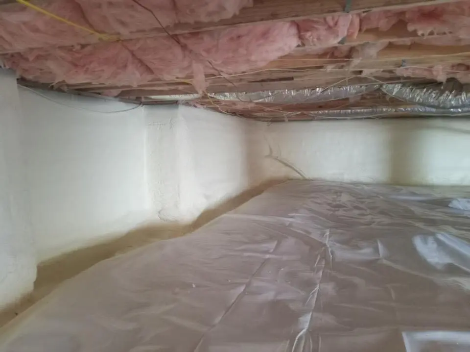 Crawl space encapsulation with closed-cell spray foam for Attic Insulation in Cinnaminson